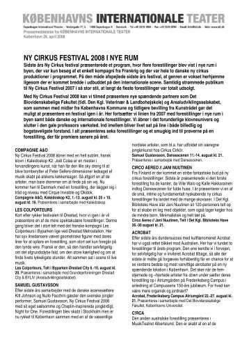 ny cirkus festival 2008 i nye rum - KÃ¸benhavns Internationale Teater