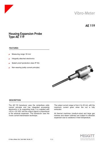 AE 119 Housing Expansion Probe Type AE 119 - Vibro-Meter