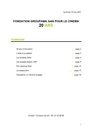 20 ans d'innovation - Fondation Groupama Gan pour le CinÃ©ma