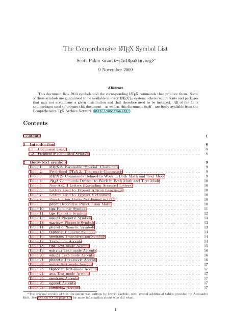 The Comprehensive LaTeX Symbol List - The UK TeX Archive