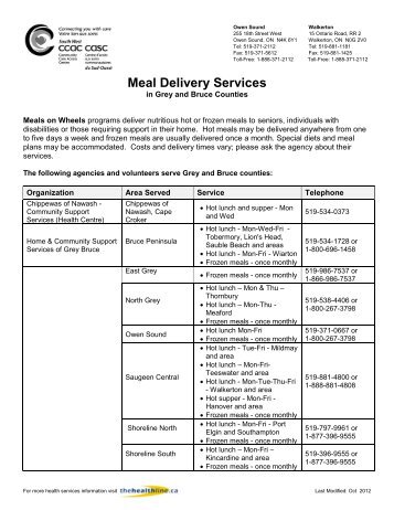 Meal Delivery Services - Thehealthline.ca