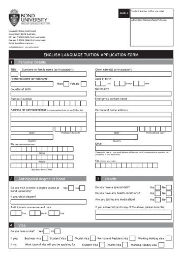 english language tuition application form - Information Planet