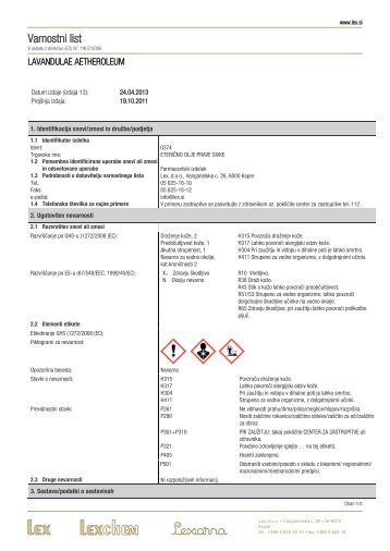 Varnostni list - Lex doo