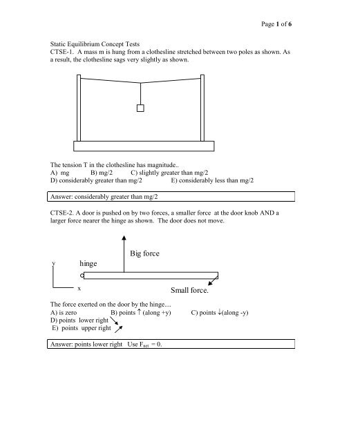 Static Equilibrium Concept Tests Cribme