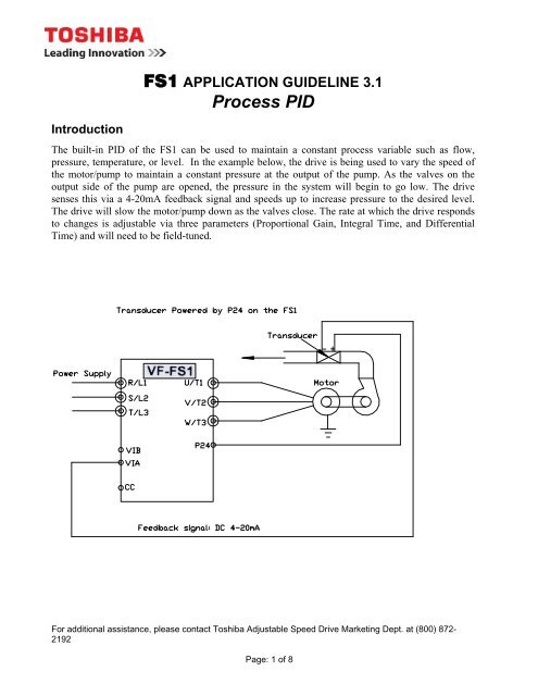 APPLICATION GUIDELINE 3.1 Process PID - Toshiba