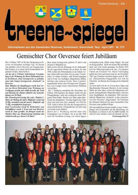 Gemischter Chor Oeversee feiert Jubiläum - Treenespiegel