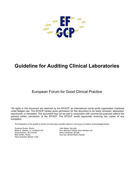 EFGCP Guideline for Auditing Clinical Laboratories - European ...