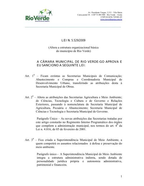 Lei 5529-2009 - Altera Estrutura Organizacional - Prefeitura de Rio ...