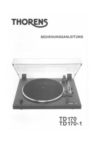 Bedienungsanleitung TD 170-1 - Thorens