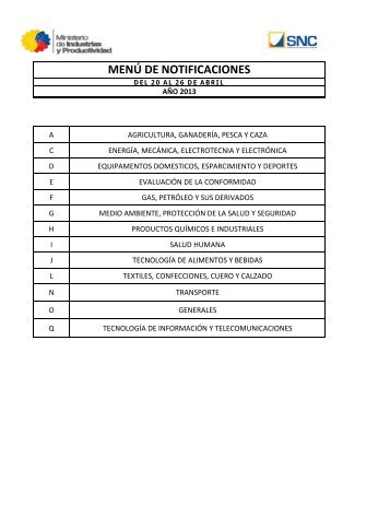 Notificaciones Semanales 20 al 26 de abril de 2013