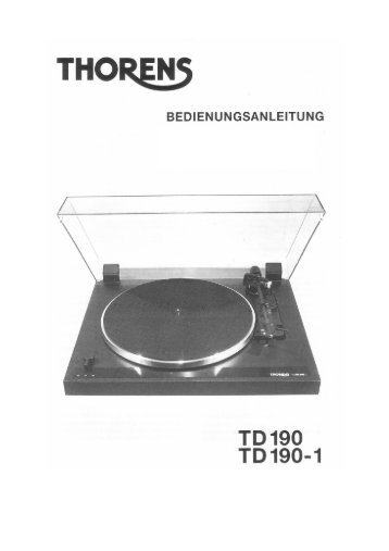 Bedienungsanleitung TD 190-1 - Thorens