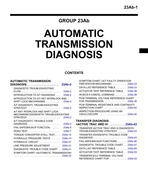 Automatic Transmission Troubleshooting Chart