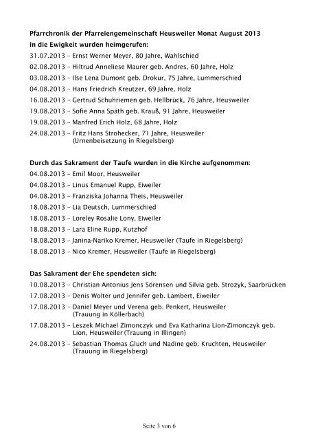 Kirchliche Nachrichten September 2013 - Pfarreiengemeinschaft ...