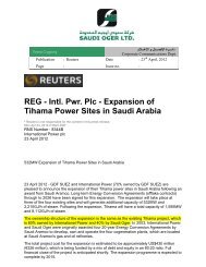 REG - Intl. Pwr. Plc - Expansion of Tihama Power Sites ... - Saudi Oger