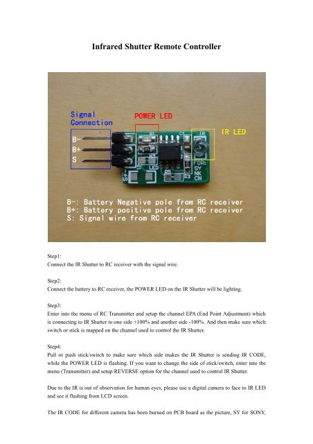 Infrared Shutter Remote Controller - HiModel