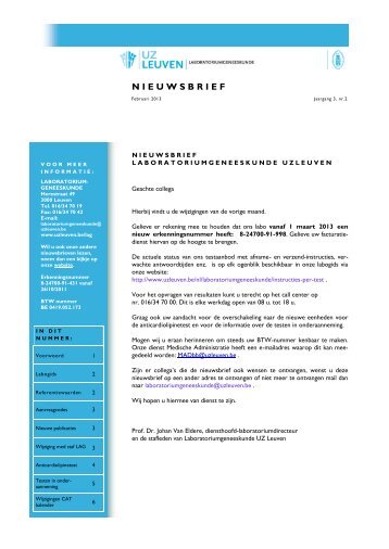 NIEUWSBRIEF - UZ Leuven