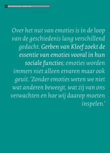 Over het nut van emoties is in de loop van de geschiedenis ... - NIP