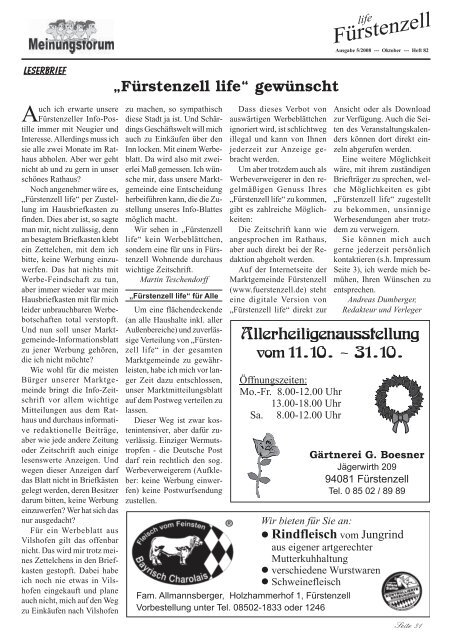 Fürstenzell life - Ausgabe 5/2008 - Fuerstenzell.de