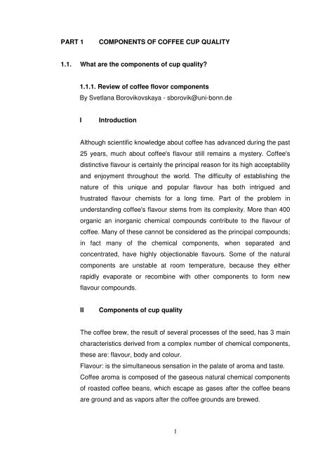 1 PART 1 COMPONENTS OF COFFEE CUP QUALITY 1.1  - content