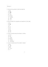 Exercises 1 1. Determine the quadrant in which each angle lies (a ...