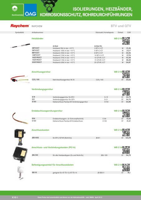isolierungen, heizbänder, korrosionsschutz ... - Kontinentale