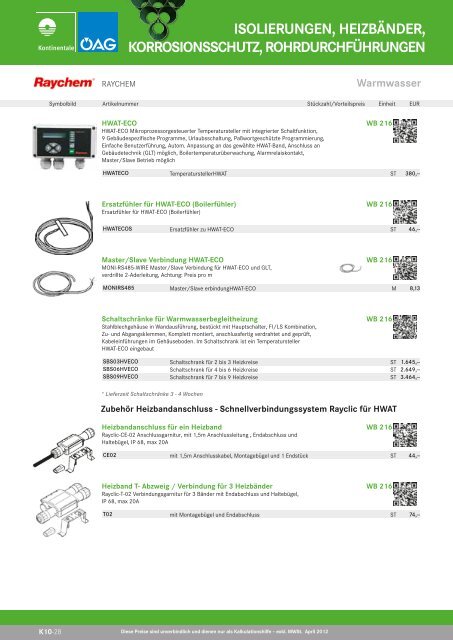 isolierungen, heizbänder, korrosionsschutz ... - Kontinentale