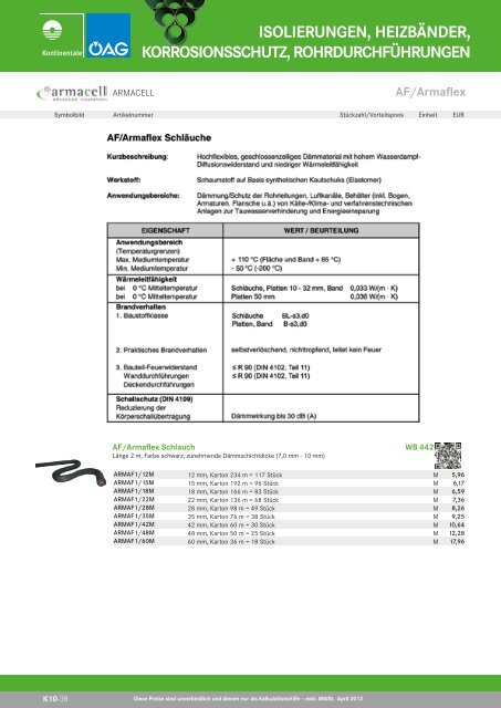 isolierungen, heizbänder, korrosionsschutz ... - Kontinentale