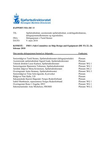 RAPPORT FRA DE 53 TIL - SjÃ¸fartsdirektoratet
