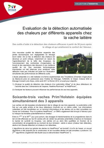 Evaluation de la détection automatisée des chaleurs - Institut de l ...