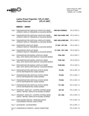 Cases Price List CPL.01.2007_ INDICE / INDEX