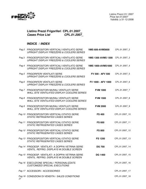 Cases Price List CPL.01.2007_ INDICE / INDEX