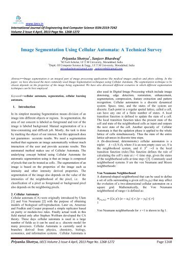Image Segmentation Using Cellular Automata: A Technical ... - Ijecs