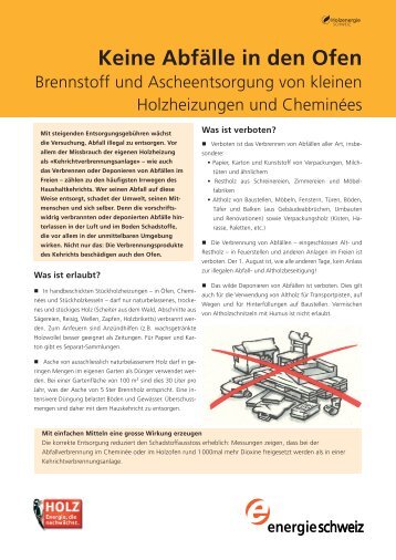 Keine AbfÃ¤lle in den Ofen - Holzenergie Schweiz