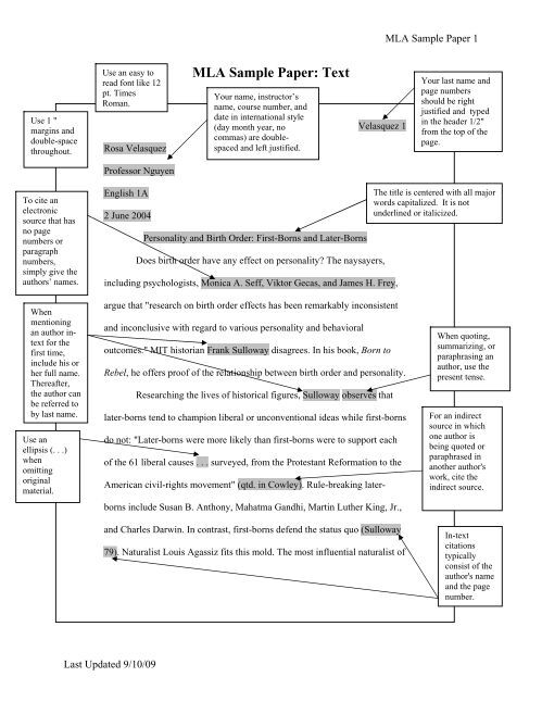MLA Sample Paper: Text - Writingintheie.info