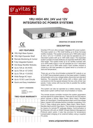 1RU HIGH 48V, 24V and 12V INTEGRATED DC POWER SYSTEMS