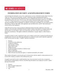 Information Security Acknowledgement Form - North Carolina State ...