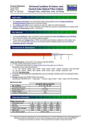 Universal (outdoor & indoor use) Central tube Optical Fibre ... - Kassex