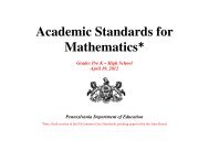 Academic Standards for Mathematics Grades PreK - SAS