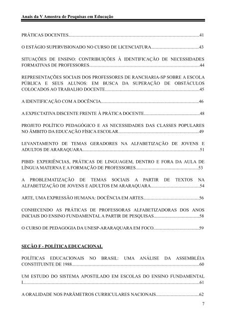 anais 2011 - Faculdade de CiÃªncias e Letras - Unesp