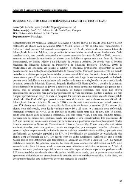 anais 2011 - Faculdade de CiÃªncias e Letras - Unesp