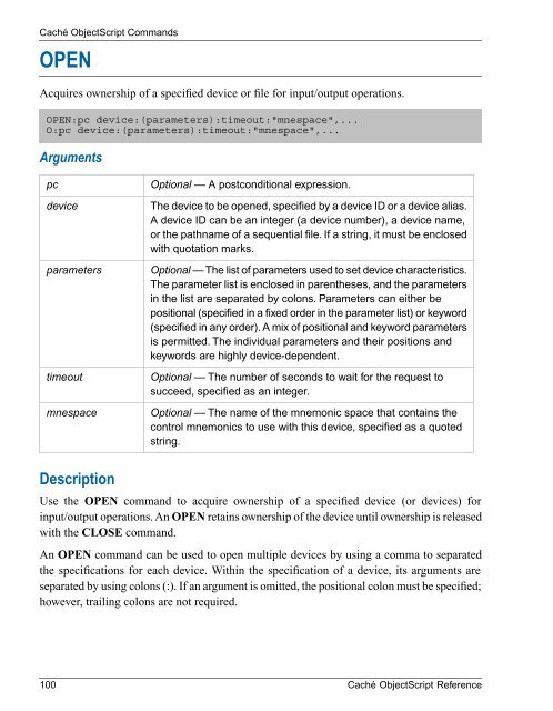 Caché ObjectScript Reference - InterSystems Documentation