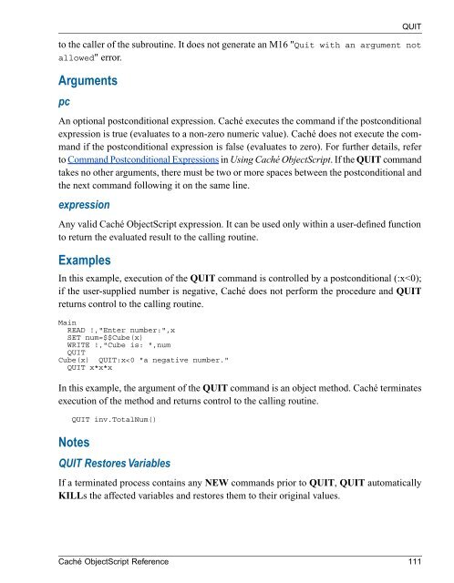 Caché ObjectScript Reference - InterSystems Documentation