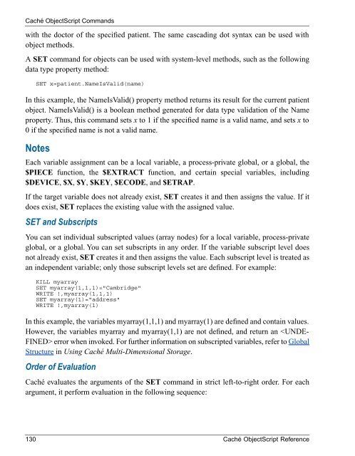 Caché ObjectScript Reference - InterSystems Documentation