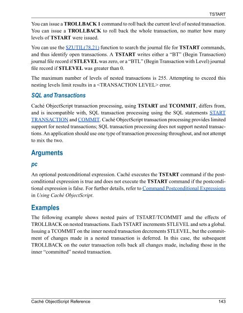 Caché ObjectScript Reference - InterSystems Documentation