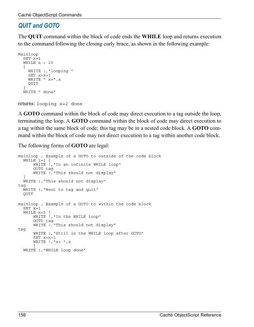 Caché ObjectScript Reference - InterSystems Documentation