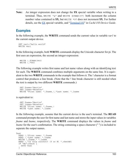 Caché ObjectScript Reference - InterSystems Documentation