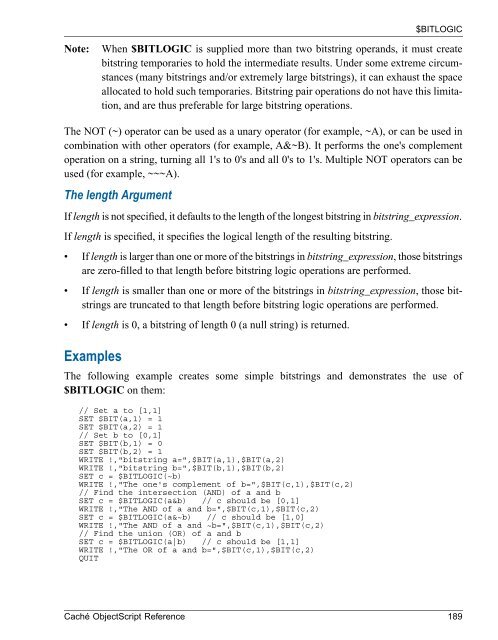 Caché ObjectScript Reference - InterSystems Documentation
