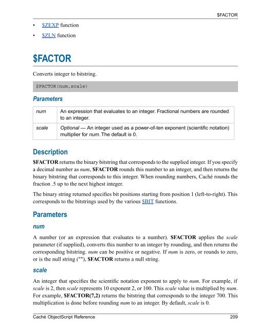 Caché ObjectScript Reference - InterSystems Documentation