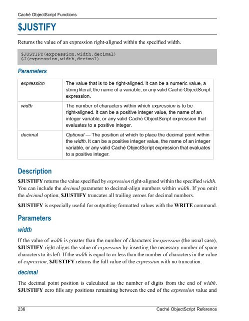 Caché ObjectScript Reference - InterSystems Documentation