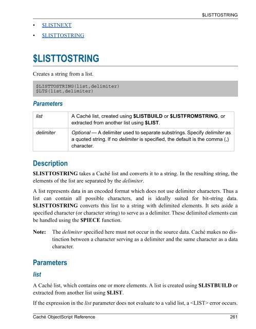 Caché ObjectScript Reference - InterSystems Documentation